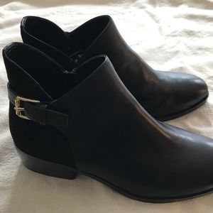 Cole Haan Black Leather & Suede Ankle Boots 9.5